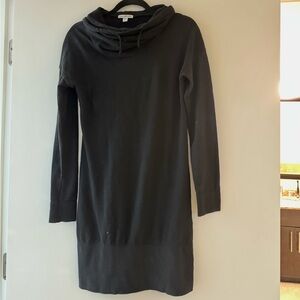 James Perse Black Hooded Sweater Dress